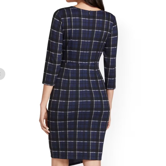 New York & Company Plaid Button-Detail Sheath Dress - Picture 2 of 5